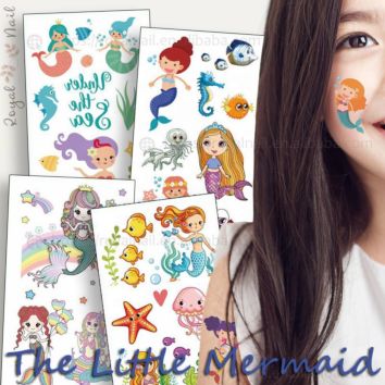 12X7Cm Little Mermaid Temporary Tattoo Stickers for Baby Girls