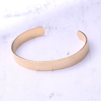18K Gold Plated Stainless Steel Open Gold Cuff Bangle Hammered Bracelet