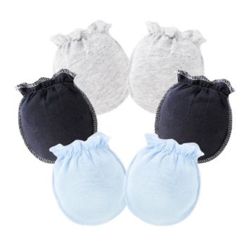 1Pair Cotton Infant Baby Mittens Anti-Scratch Mittens Newborn Safety 3 Pack 0-6 Month