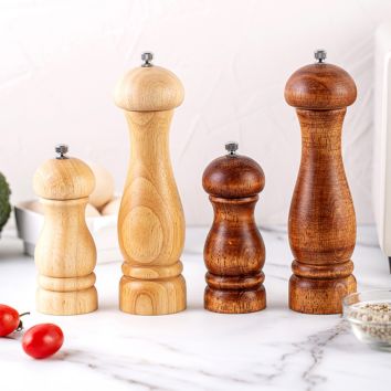 2 Size of Retro and Wood Colors Pepper Mill 5/8 Inch Salt and Pepper Grinder Set