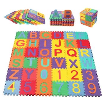 36Pcs Abc & Number Type Play Mat Eva Foam Puzzle Flooring Mat Soft Alphabet Playmat Puzzle