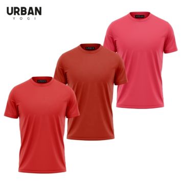 3 Shades of Red Color Design Basic Solid Pattern Cotton T Shirt Plain Blank T Shirt