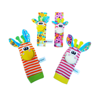 4 Pack Toy Baby Ball Socks Toy Wrist Rattle Cute Animal Soft Baby Wrist Rattle Foot Socks Animal Toy Socks