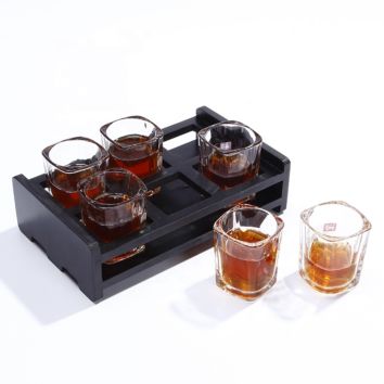 6-Pack 12-Pack Heavy Base Shot Glass Set Server 2-Ounce Shot Glasses with Tray