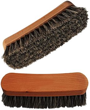 6.7" Horsehair Shoe Shine Brush 100% Soft Genuine Horse Hair Brush Wood Handle Unique Concave Design