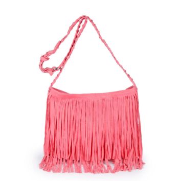6 Colors Bohemian Matte Suede Leather Shouder Messenger Bags Women Vintage Long Tassel Handbags