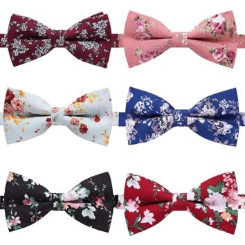 6 Pcs Designer Bowties Floral Cotton Boys Bow Tie