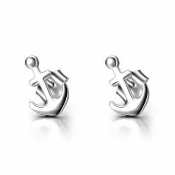 925 Sterling Silver Anchor Stud Earrings for Women Girls Jewelry