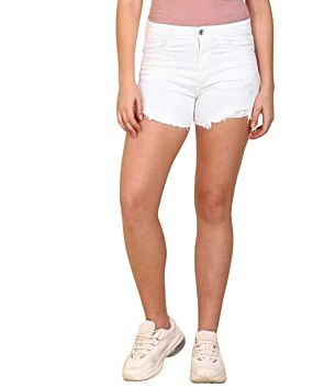 / Design Made White Color Denim Shorts for Women's Stretch High Impact Sports Shorts