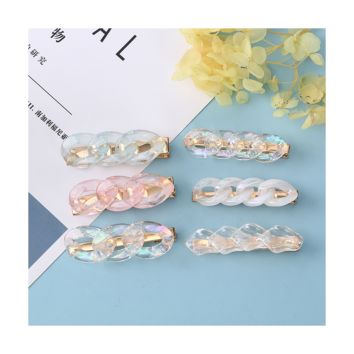 Acrylic Chain Hair Barrettes for Women Ladies Chain Hairgrips Transparent Pink Chain Acrylic Side Hair Clips