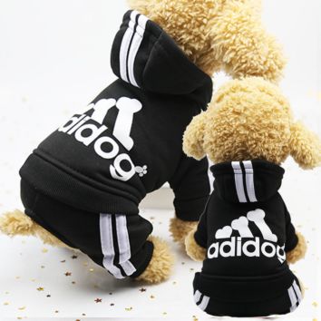 Adidog Dog Hoodies Pet Dog Sweater 4 Legs Jumpsuit Warm Sweat Shirt Cotton Jacket Coat for Small Pets