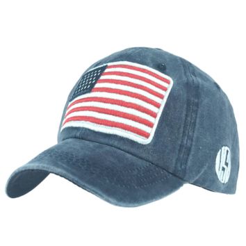 Adjustable Washed Cotton Embroidered Women Dad Hat American Flag Baseball Cap