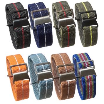 Aibangjia Parachute Bag Elastic Nylon Watch Band Nato Nylon Striped Watch Strap for Garmin Vivomove Sport Retro Watchband
