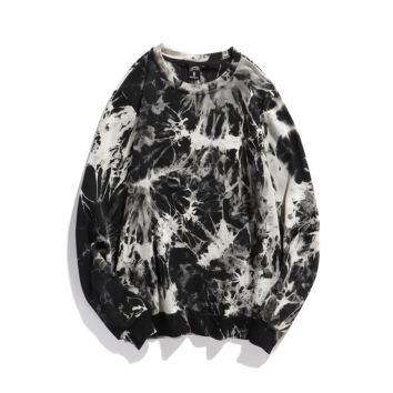 and Autumn Full Sleeve Stock Man and Women Unisex Couple Black Sweatshirts Polyester Tie Dye Clothes