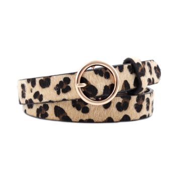 Animal Skin Pattern Pu Plush Belt Women Thin Leather Leopard Belt
