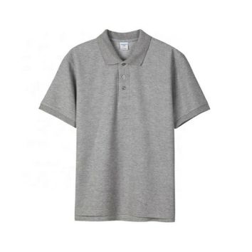 Anti-Pilling Men Breathable Plain Grey Knitted Polo T Shirts