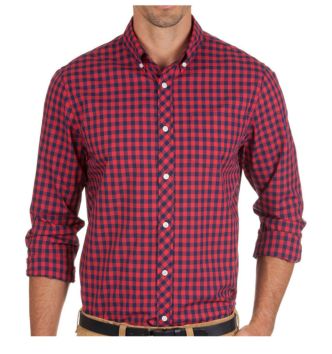 Anti-Pilling Slim Two-Tone Button-Down Long Sleeve Shirt