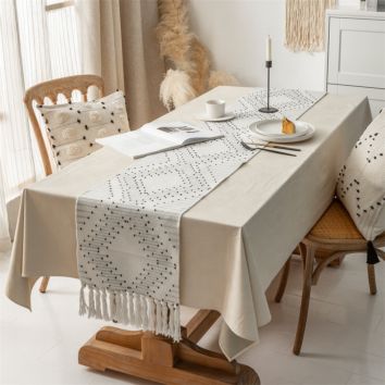 Arrivals Christmas Nordic Farmhouse Party Table Decoration Handmade White Stripe Woven Jacquard Dining Table Runner