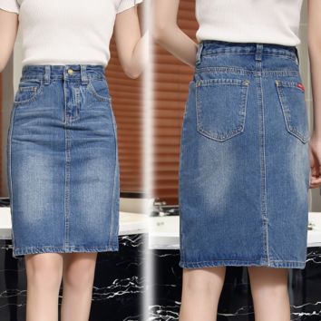 Arrived Wholesales Ladies Jeans Skirt Long Womens Denim Skirt and Top Set Womens Long Skirt Set