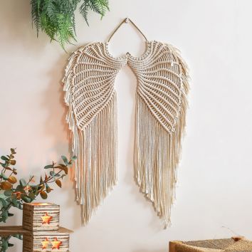 Artilady Bohemian Handmade Macrame Woven Wall Hanging Angel Wings Dream Catcher Tapestry Hogar Room Nursery Decor Gift
