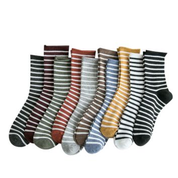 Autumn and Socks Women's Classic Stripe Tube Socks Japanese Department College Wind Breathable Cotton Socks