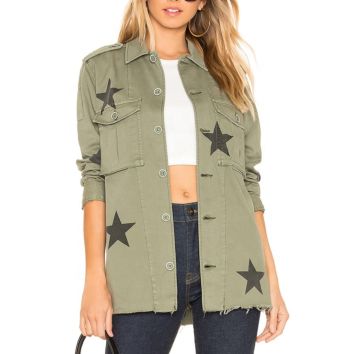 Autumn Clothing Design Star Outdoor Wear Military Jacket for Women
