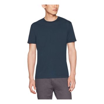 Blank Solid Dark Blue Cotton Tshirt Made Short Sleeve O-Neck Men T-Shirt Branding