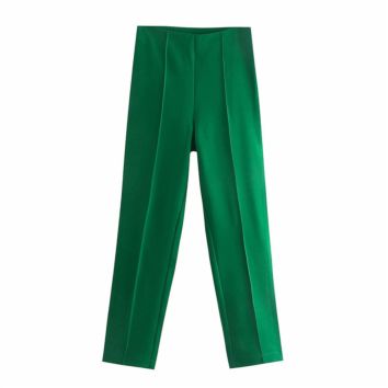 Bmurhmza Pants Spring Style Women's Wear Temperament All-Match Solid Color High-Waist Pleated Pants Za