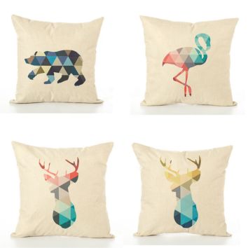 Bohemian Cartoon Animal Pattern Linen Cushion Cover Sofa Festival Pillow Cover Supports Pattern