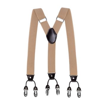 Brown Plaid Color Formal 6 Clips Braces Women Adjustable Polyester Suspenders