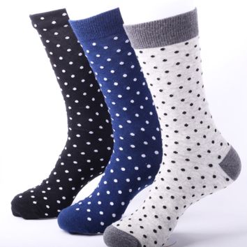 Business Cotton Dot Pattern Socks Dress Crew Socks for Men