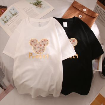 Casual All-Match round Neck Short Sleeve Mickey T-Shirt Loose Printed Top Loose Xl T-Shirt