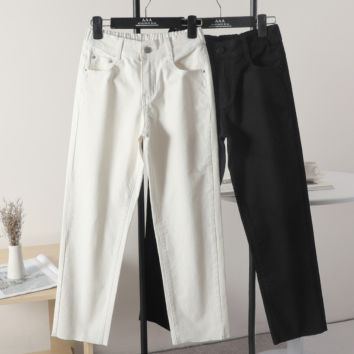 Casual Black White Elastic Waist Stretch Shorts Jeans for Women Pants