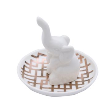 Ceramic Nordic White Elephant Jewelry Plate Export Jewelry Storage Plate Decoration Bathroom Decoration Customization