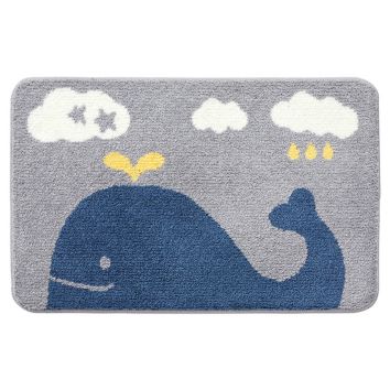 Children Designs Cartoon Hippo Pattern Printing Fluffy Printed Carpet Rugs Microfiber Non-Slip Bath Rug