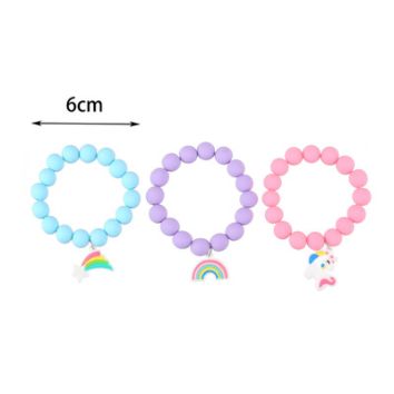 Children Kids Resin Beads Bracelets Colorful Rainbow Cartoon Charm Pendant Bracelets