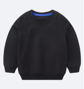 Children's O-Neck Pullover Print Black Sweatshirts