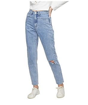 Classic High Waist Jeans Vintage Boyfriend plus Size Jeans for Women Ripped Denim Jeans