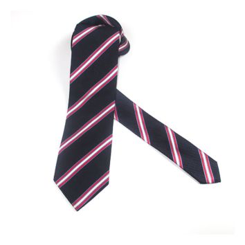 Classical Silk Tie Black White Stripe 7.5Cm Necktie for Men Business