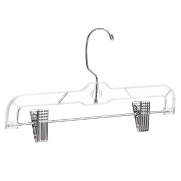 Clear Plastic Hanger for Pant Skirt with Clips