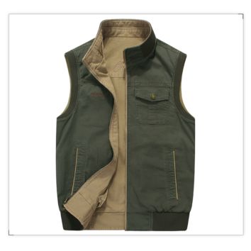 Cmmj2029 Vest Price Reversible Khaki and Green Cotton Vest for Men Hunting Waistcoat