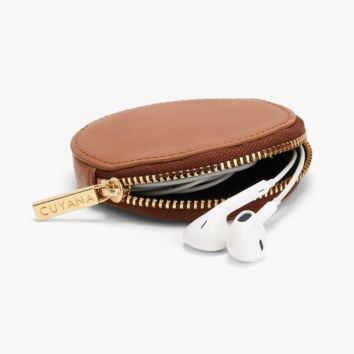 Coin Bag Customize Zip around round Leather Pocket Coin Purse