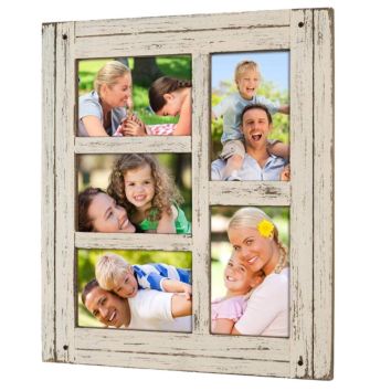 Collage Picture Frames from Rustic Distressed Wood Holds Five 4X6 Photos Ready to Hang or Use Tabletop Farmhouse Reclaimed Wood
