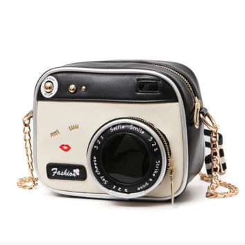 Color Matching Camera Female Mini Shoulder Bag Wide Shoulder Strap Messenger Handbag for Women