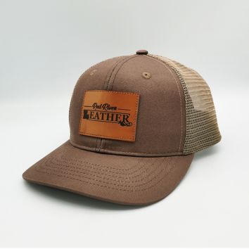 Cotton 6 Panel Cap Leather Patch Logo Trucker Hat