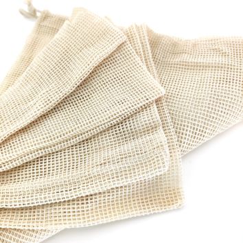 Cotton Mesh Reusable Produce Bags Natural Cotton Mesh Is Biodegradable, Recyclable Packaging Machine Washable Durable