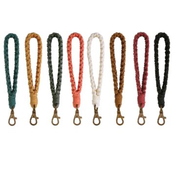 Craft Accessories Cute Handmade Boho Cotton Rope Braided Keychain Colorful Macrame Tassel Keyring