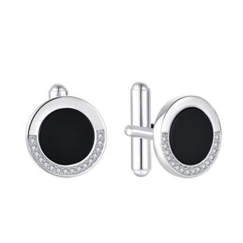 Men's Round Tuxedo Shirt Studs Set And Cufflinks With Black Center MP Men's Round Tuxedo Shirt Studs Set And Cufflinks With Black Center MP
