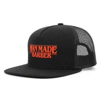 Customized 5 Panel Black Flat Brim Structured Embroidered Logo Mesh Back Snapback Closure Trucker Hat