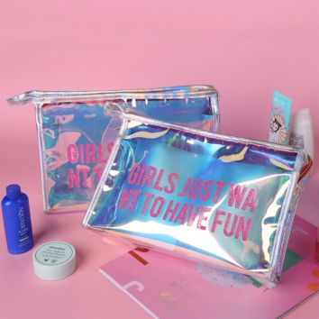 Customized Design Holographic Travel Cosmetic Pouch Cosmetic Bag with Private Label